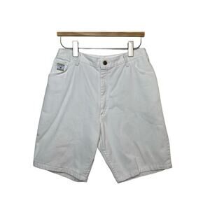 Vintage 90s Wrangler High Rise White Jean Shorts 29 High Waisted Mom Long Length